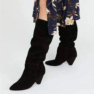 Jeffrey Campbell Women’s Senita-KH Slouch Boot, Black Suede, Original Box